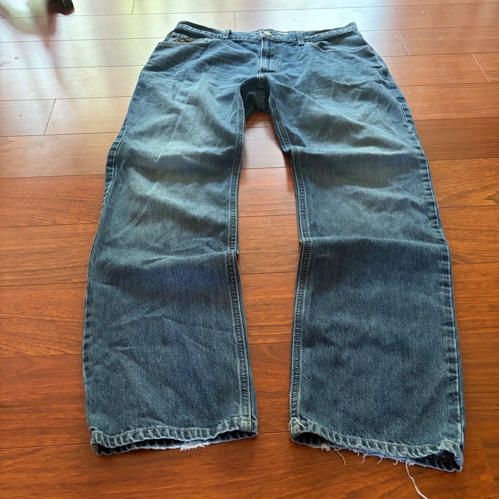 Ariat M2 Legacy Relaxed Boot Cut Jeans Faded Blue Denim Workwear Western 34/32